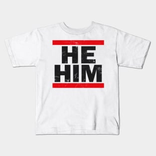He / Him Pronouns - Retro Style Design Kids T-Shirt